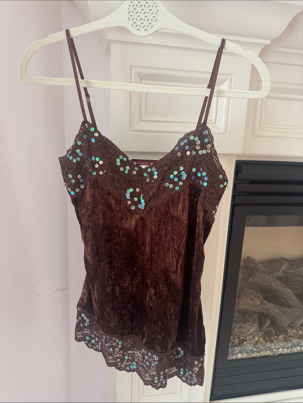 Silver Jeans Brown Velvet Sequin-Embellished Cami - Picture 2 of 7
